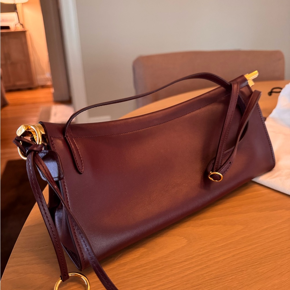 Alaia Deep Burgundy Wave Leather Shoulder Bag - Picture 7 of 10